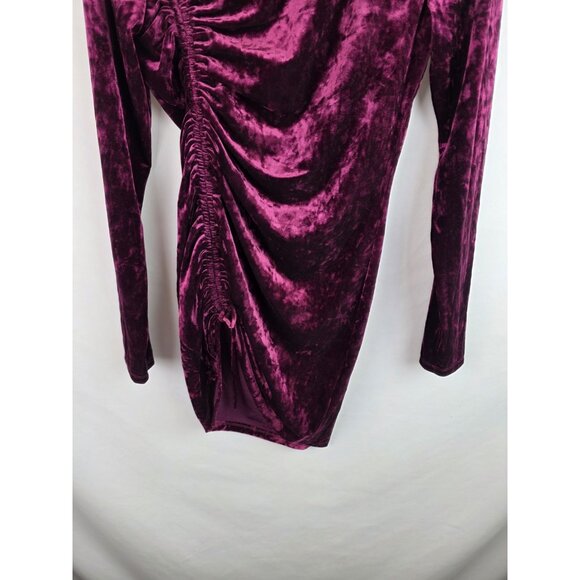 Live To Be Spoiled Women's Dress Large Burgundy Velvet Long Sleeve Mini Dress - Picture 4 of 12